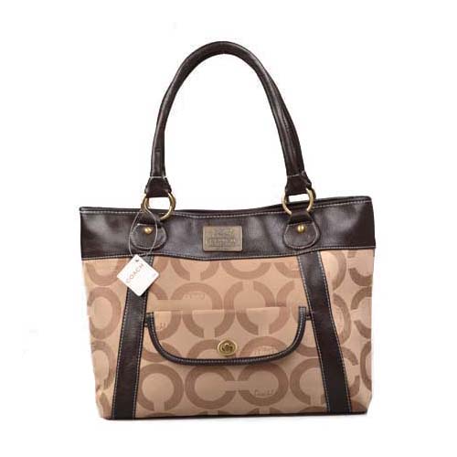 Coach Logo Monogram Large Khaki Totes DOG | Women - Click Image to Close